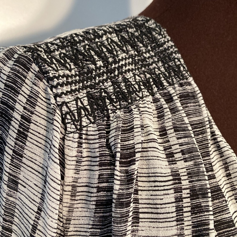 Club Monaco printed dress chiffon silk black grey 8 - Picture 3 of 16